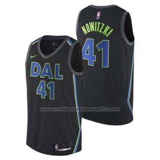 Maillot Dallas Mavericks Dirk Nowitzki #41 Ville 2017-18 Noir