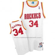 Maillot Houston Rockets Hakeem Olajuwon #34 Retro Blanc2