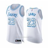 Maillot Los Angeles Lakers LeBron James #23 Ville Authentique 2020-21 Blanc