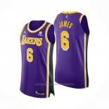 Maillot Los Angeles Lakers LeBron James #6 Statement Authentique Volet