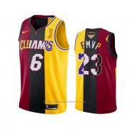 Maillot Los Angeles Lakers Lebron James 2020 FMVP Heat Cavaliers Split Dual Number Rouge Or
