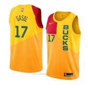 Maillot Milwaukee Bucks Pau Gasol #17 Ville 2018-19 Jaune