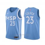 Maillot Minnesota Timberwolves Jarrett Culver #23 Ville 2019-20 Bleu