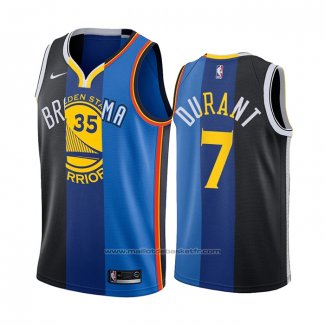 Maillot Nets Warriors Thunder Kevin Durant #30 7 Split Bleu Noir