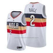 Maillot New Orleans Pelicans Lonzo Ball #2 Earned Blanc