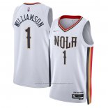 Maillot New Orleans Pelicans Zion Williamson #1 Ville 2021-22 Blanc