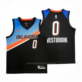 Maillot Oklahoma City Thunder Russell Westbrook #0 Ville 2020-21 Noir