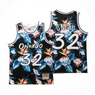 Maillot Orlando Magic Shaquille O'neal #32 Floral Fashion Noir