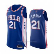 Maillot Philadelphia 76ers Joel Embiid #21 Icon Authentique Bleu