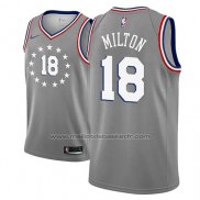 Maillot Philadelphia 76ers Shake Milton #18 Ville 2018-19 Gris