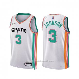 Maillot San Antonio Spurs Keldon Johnson #3 Ville 2021-22 Blanc