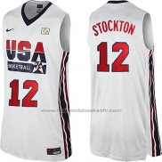 Maillot USA 1992 John Stockton #12 Blanc