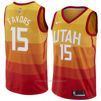 Maillot Utah Jazz Derrick Favors #15 Ville 2018 Jaune