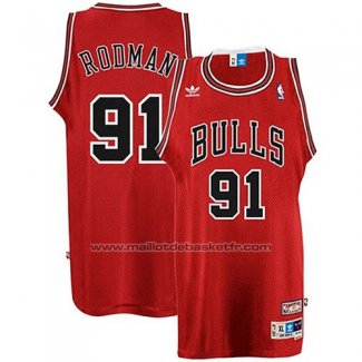 Maillot Chicago Bulls Dennis Rodman #91 Retro Rouge