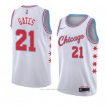 Maillot Chicago Bulls Kaiser Gates #21 Ville 2018 Blanc