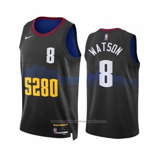 Maillot Denver Nuggets Peyton Watson #8 Ville 2023-24 Noir