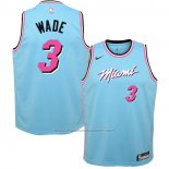 Maillot Enfant Miami Heat Dwyane Wade #3 Ville Bleu