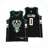 Maillot Enfant Milwaukee Bucks Damian Lillard #0 Statement 2018-19 Noir