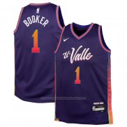 Maillot Enfant Phoenix Suns Devin Booker #1 Ville 2023-24 Volet