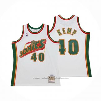 Maillot Enfant Seattle Supersonics Shawn Kemp #40 Historic Retro Blanc