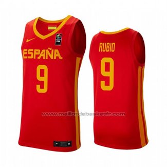 Maillot Espagne Ricky Rubio #9 2019 FIBA Baketball World Cup Rouge