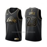 Maillot Golden Edition Los Angeles Lakers Lebron James #23 Noir