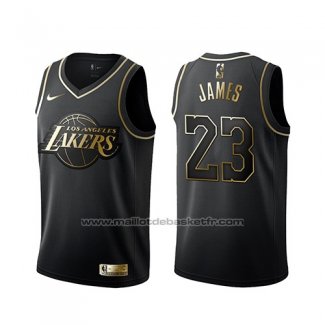 Maillot Golden Edition Los Angeles Lakers Lebron James #23 Noir