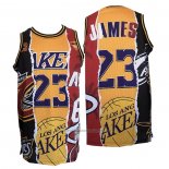 Maillot Los Angeles Lakers LeBron James #23 Heat Cavaliers Noir Rouge Jaune