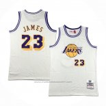 Maillot Los Angeles Lakers LeBron James #23 Mitchell & Ness Chainstitch Creme