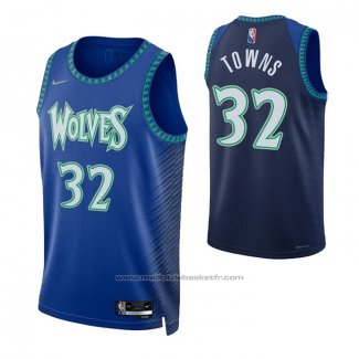 Maillot Minnesota Timberwolves Anthony Towns #32 Ville 2021-22 Bleu