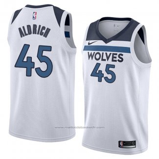 Maillot Minnesota Timberwolves Cole Aldrich #45 Association 2018 Blanc