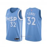 Maillot Minnesota Timberwolves Karl-Anthony Towns #32 Ville 2019-20 Bleu