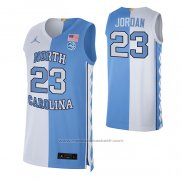 Maillot NCAA North Carolina Tar Heels Michael Jordan #23 Split Bleu Blanc