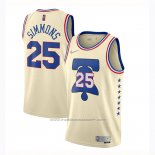 Maillot Philadelphia 76ers Ben Simmons #25 Earned 2020-21 Creme