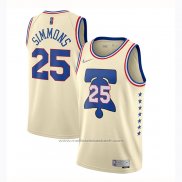 Maillot Philadelphia 76ers Ben Simmons #25 Earned 2020-21 Creme