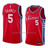 Maillot Philadelphia 76ers Landry Shamet #5 Statement 2018 Rouge