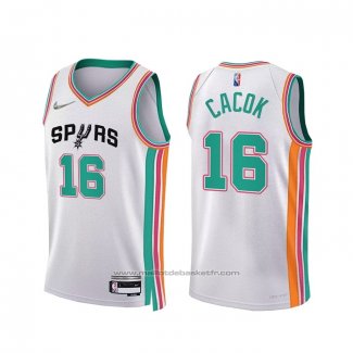 Maillot San Antonio Spurs Devontae Cacok #16 Ville 2021-22 Blanc