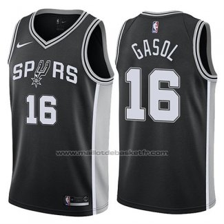 Maillot San Antonio Spurs Pau Gasol #16 Icon 2017-18 Noir