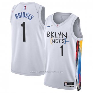 Maillot Brooklyn Nets Mikal Bridges #1 Ville 2022-23 Blanc