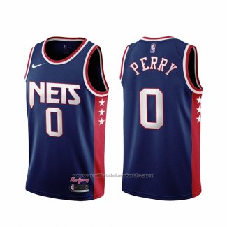 Maillot Brooklyn Nets Reggie Perry #0 Ville 2021-22 Bleu