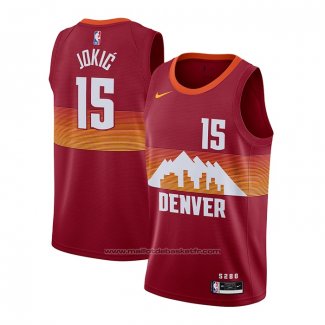 Maillot Denver Nuggets Nikola Jokic #15 Ville 2020-21 Rouge