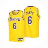 Maillot Enfant Los Angeles Lakers LeBron James #6 Icon 2022-23 Jaune