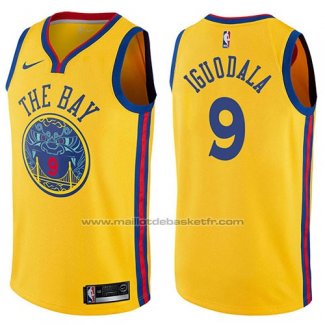 Maillot Golden State Warriors Andre Iguodala #9 Chinese Heritage Ville 2017-18 Jaune