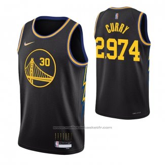 Maillot Golden State Warriors Stephen Curry 2974th 3 Points Noir