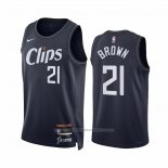 Maillot Los Angeles Clippers Kobe Brown #21 Ville 2023-24 Bleu