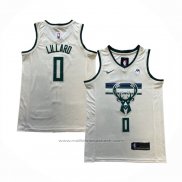 Maillot Milwaukee Bucks Damian Lillard #0 Ville 2018-19 Creme