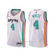 Maillot San Antonio Spurs Derrick White #4 Ville 2021-22 Blanc