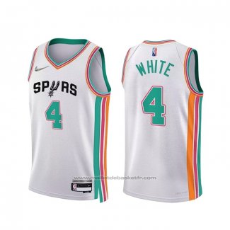 Maillot San Antonio Spurs Derrick White #4 Ville 2021-22 Blanc