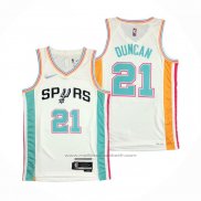 Maillot San Antonio Spurs Tim Duncan #21 Ville 2021-22 Blanc