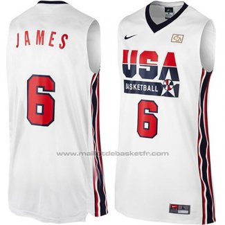 Maillot USA 1992 Lebron James #6 Blanc